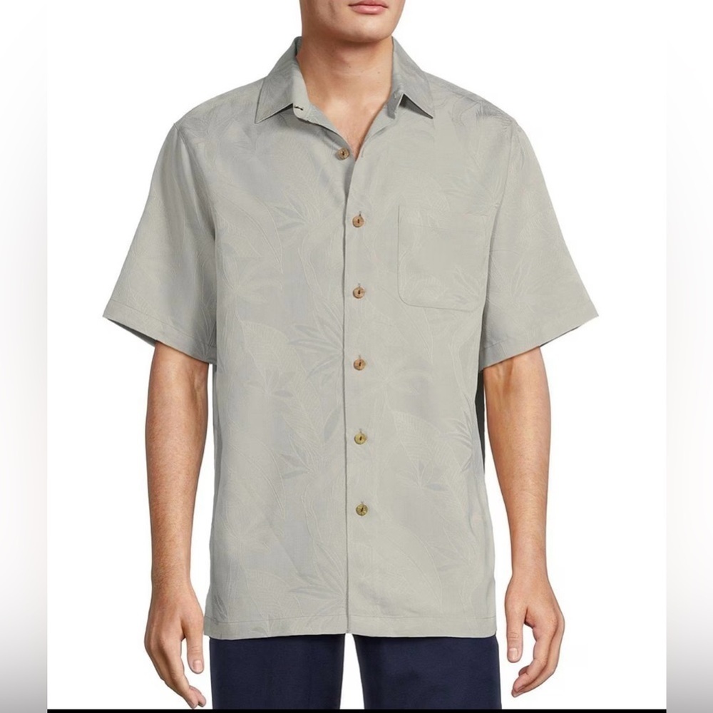 Caribbean Men’s Bird of Paradise textured Short Sleeve Woven Shirt NWT Size M